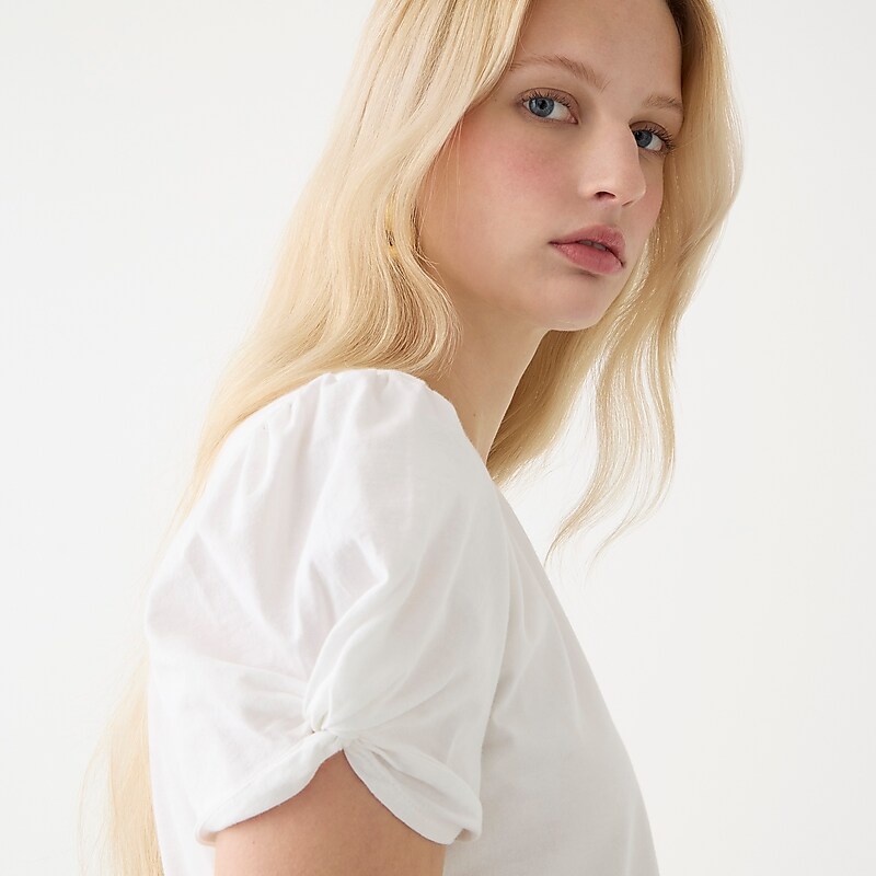 J.Crew Vintage jersey puff-sleeve T-shirt White Factory Promo | 64DKCXTFR