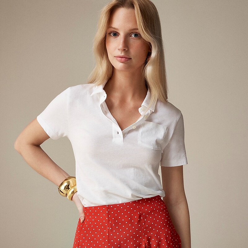J.Crew Vintage jersey shrunken polo T-shirt White Online | 85HGAJTLD
