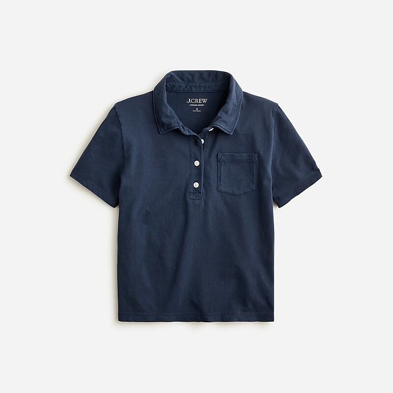 J.Crew Vintage jersey shrunken polo T-shirt Navy Factory Outlet | 57CLUDNXZ