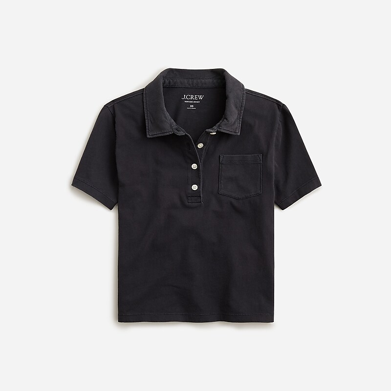 J.Crew Vintage jersey shrunken polo T-shirt Black Factory Promo | 63EMPWBKJ