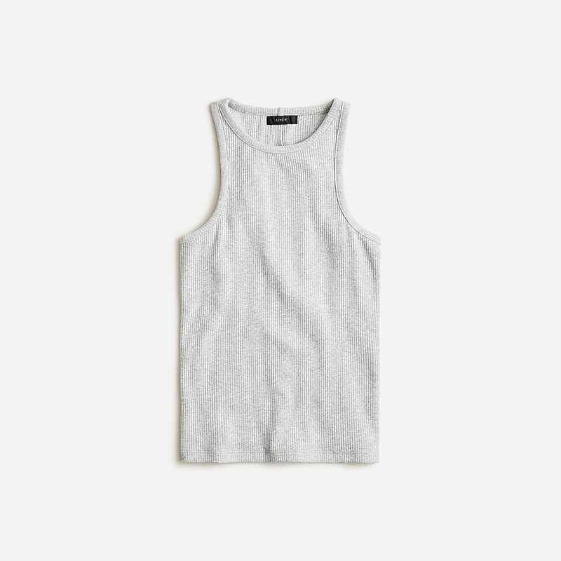 J.Crew Vintage rib high-neck cutaway tank top with contrast trim Hthr Grey Outlet | 93MDYXAIN