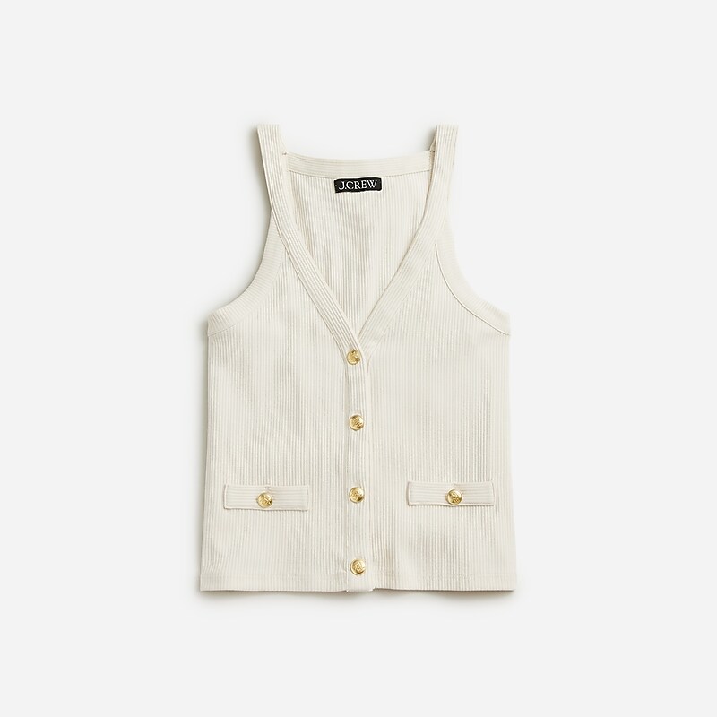 J.Crew Vintage rib lady tank top Natural Clearance | 45SICDRZH