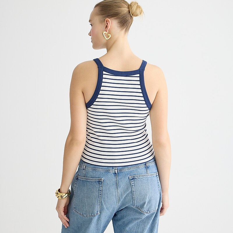J.Crew Vintage rib lady tank top Paloma Stripe Ivory Eve Online | 02FUTLGWR