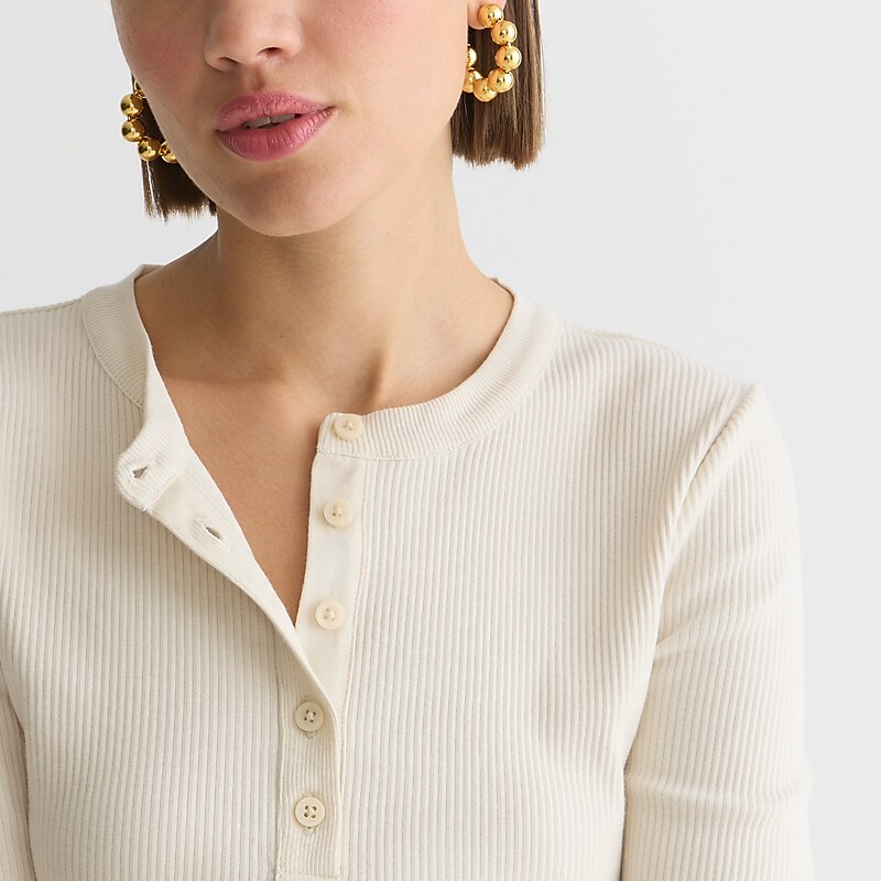 J.Crew Vintage rib long-sleeve henley T-shirt Natural Online | 80RZOCJFQ
