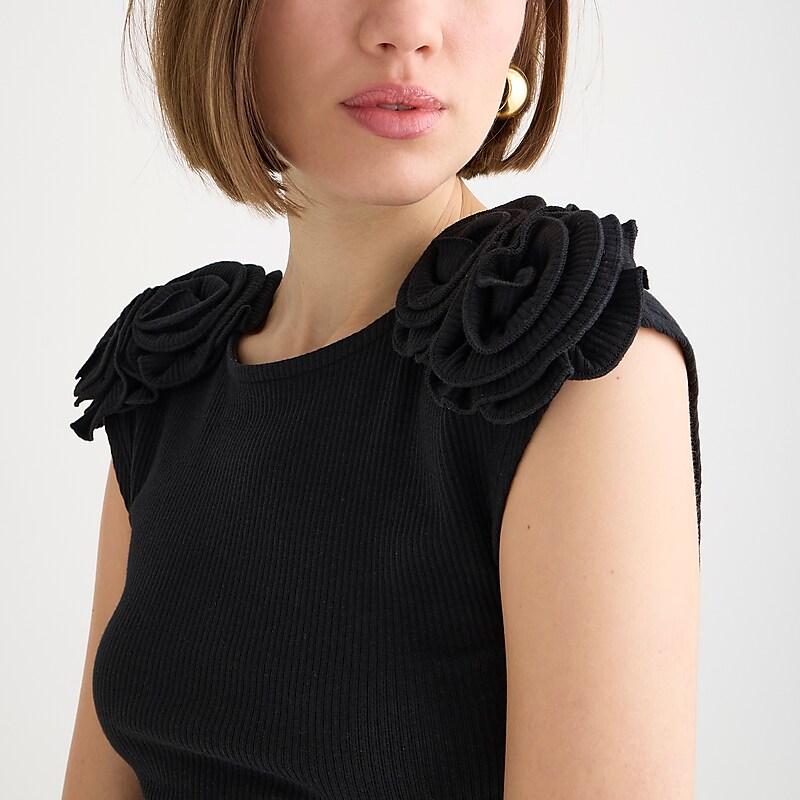 J.Crew Vintage rib rosette T-shirt Black Online | 82UZFQRAS