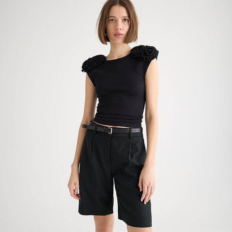 J.Crew Vintage rib rosette T-shirt Black Online | 82UZFQRAS