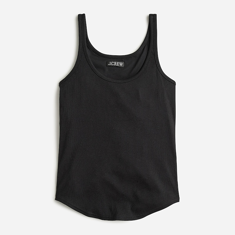 J.Crew Vintage rib shelf-bra tank top Black Outlet | 97YKWUQFP