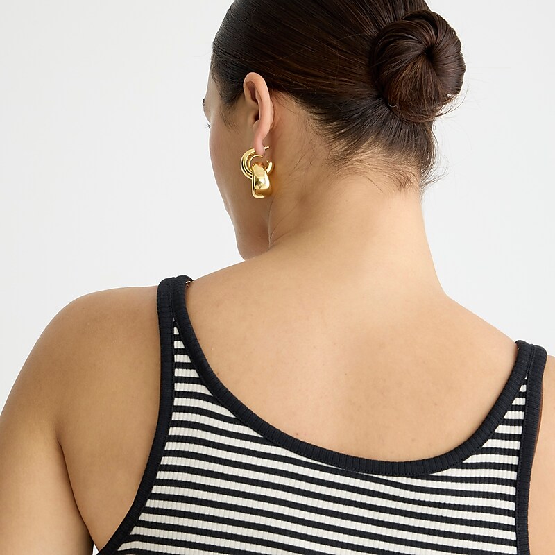 J.Crew Vintage rib shelf-bra tank top Jade Stripe Black Natur Outlet Online | 76KNITOQF