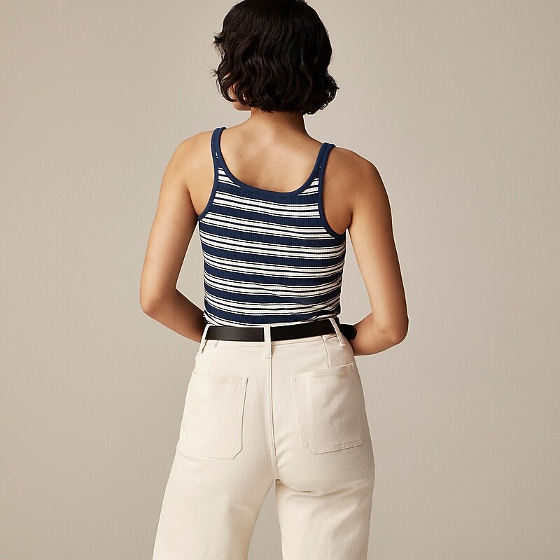 J.Crew Vintage rib shelf-bra tank top Leo Stripe Evening Ivor Clearance | 42HBMDGJU