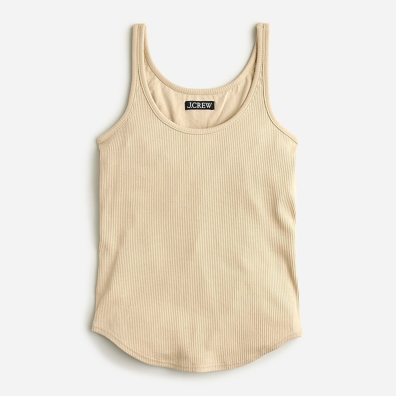 J.Crew Vintage rib shelf-bra tank top Light Khaki Outlet | 94KXGIEAN