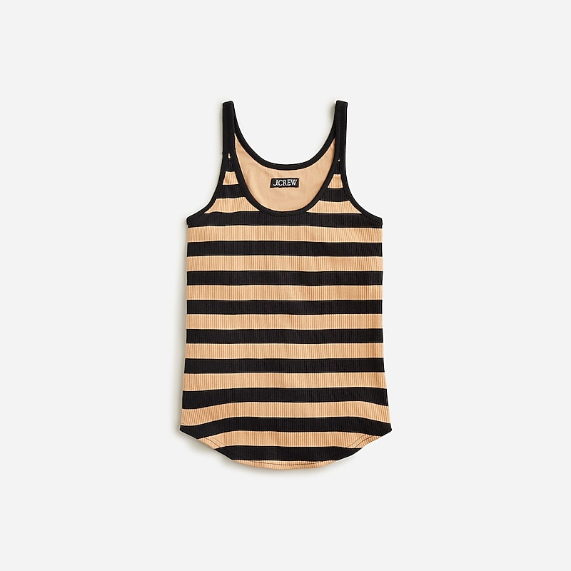J.Crew Vintage rib shelf-bra tank top Montauk Stripe Sand Bla Sale | 27TBFIXEV