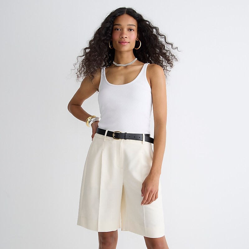 J.Crew Vintage rib shelf-bra tank top White Clearance | 30TOFMADK