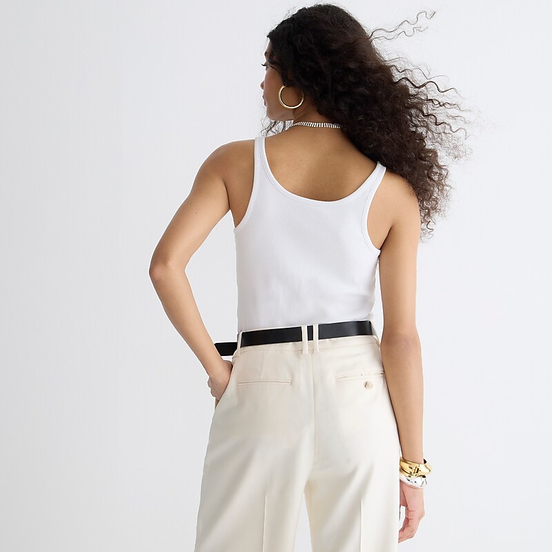 J.Crew Vintage rib shelf-bra tank top White Clearance | 30TOFMADK