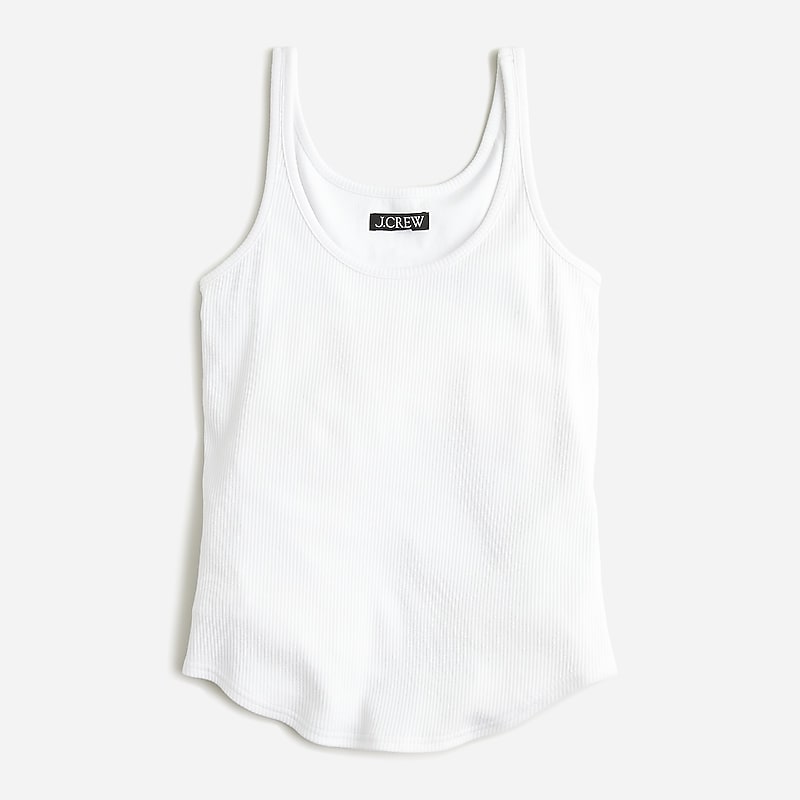J.Crew Vintage rib shelf-bra tank top White Clearance | 30TOFMADK