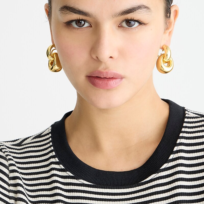 J.Crew Vintage rib shrunken T-shirt with contrast trim Jade Stripe Black Natur Factory Promo | 67VJYBDNP