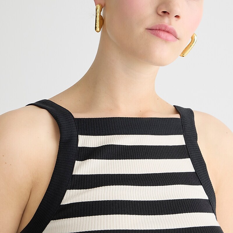 J.Crew Vintage rib wide-strap tank top Montauk Stripe Black Na Factory Promo | 61ILFEHSX