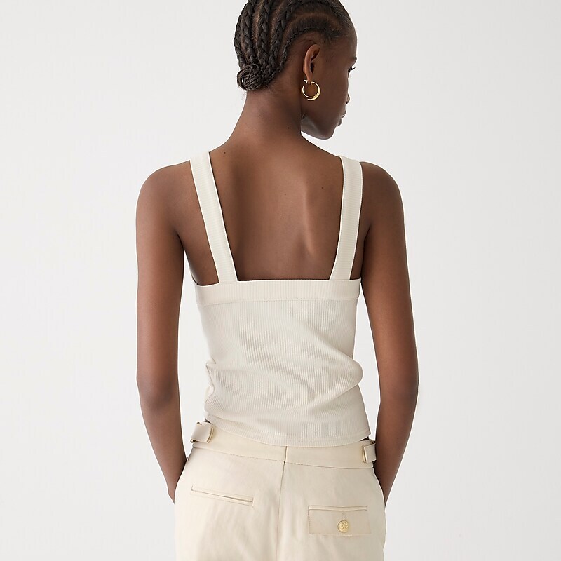 J.Crew Vintage rib wide-strap tank top Natural Factory Promo | 63ZAEVCXU