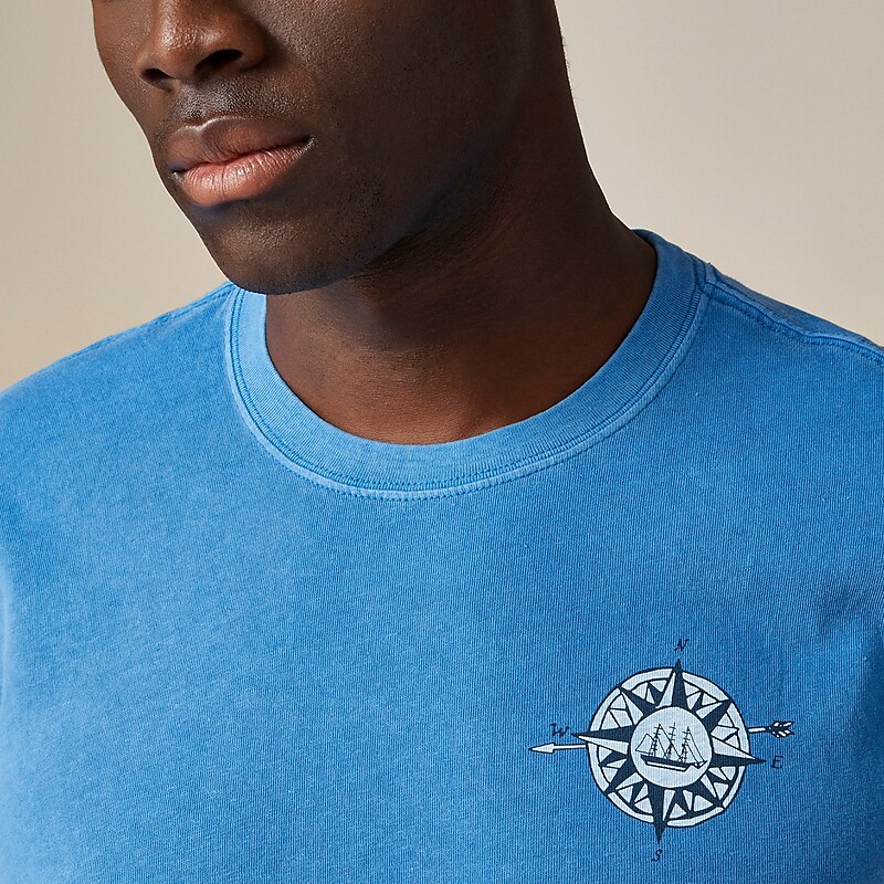 J.Crew Vintage-wash cotton graphic T-shirt Lagoon Blue Shipwrecks Outlet Online | 73SAXFIOE