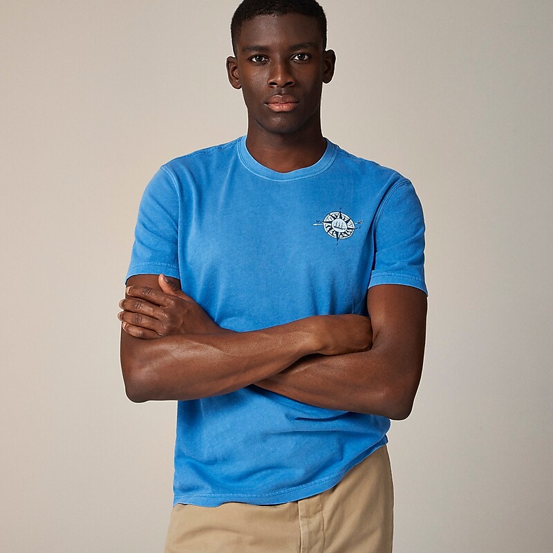 J.Crew Vintage-wash cotton graphic T-shirt Lagoon Blue Shipwrecks Outlet Online | 73SAXFIOE
