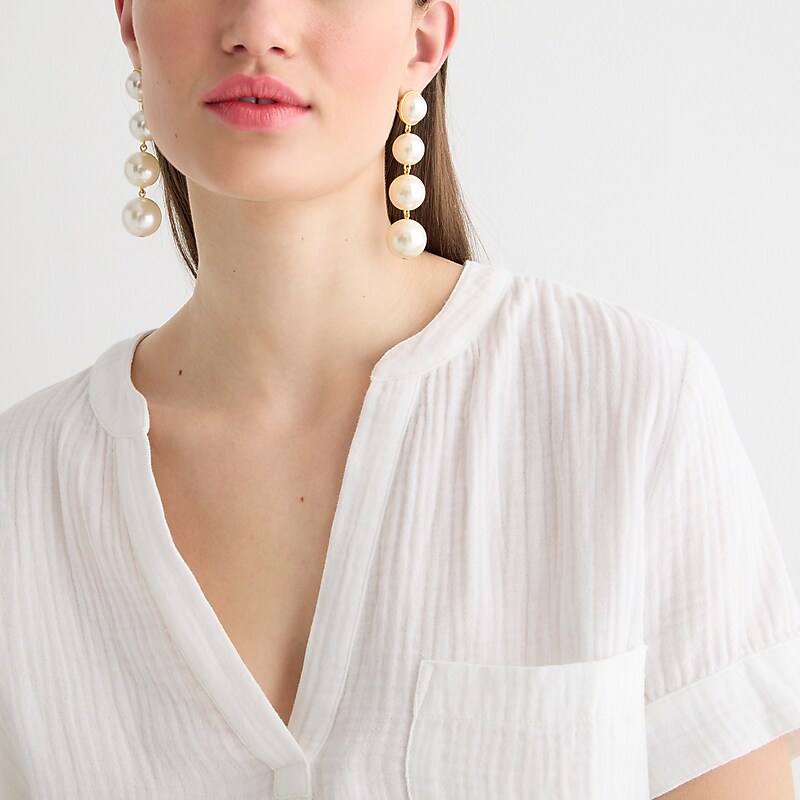 J.Crew V-neck double-gauze popover White Online | 01SOBDAFU
