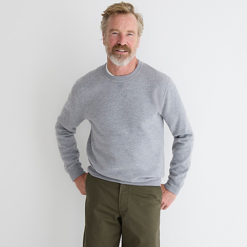 J.Crew Wallace & Barnes boiled merino wool crewneck sweatshirt Hthr Grey Factory Outlet | 59EGVFSZI