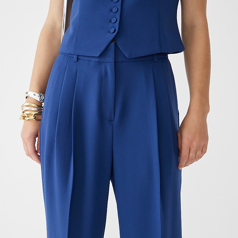 J.Crew Wide-leg essential pant in city crepe Navy Online | 09NDOEBGP