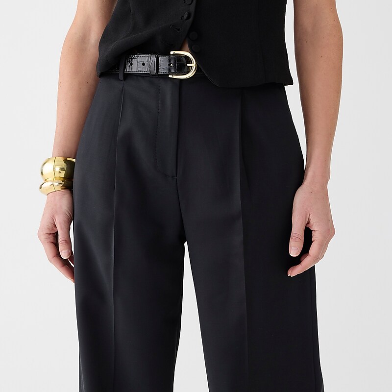 J.Crew Wide-leg essential pant in city twill Black Factory Outlet | 54WEQRKOG
