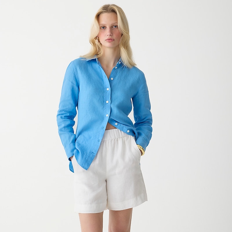 J.Crew Wren slim shirt in Baird McNutt Irish linen Blue Sale | 27HIKETMO